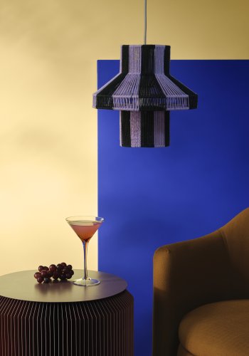 BROSTE COPENHAGEN Diana Lampenschirm – waldgrün und orchideenhellviolette Jute