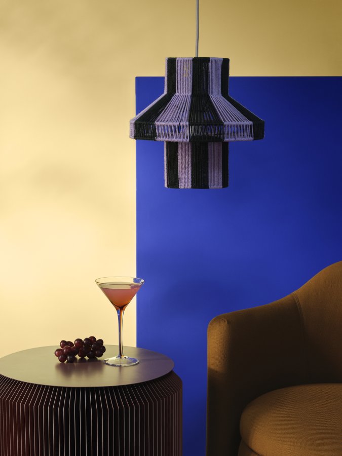 BROSTE COPENHAGEN Diana Lampenschirm – waldgrün und orchideenhellviolette Jute