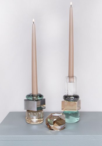 HOUSE OF SANDER Ballota lysestake - mint/rykfarget/champagne krystallglass (H:11)