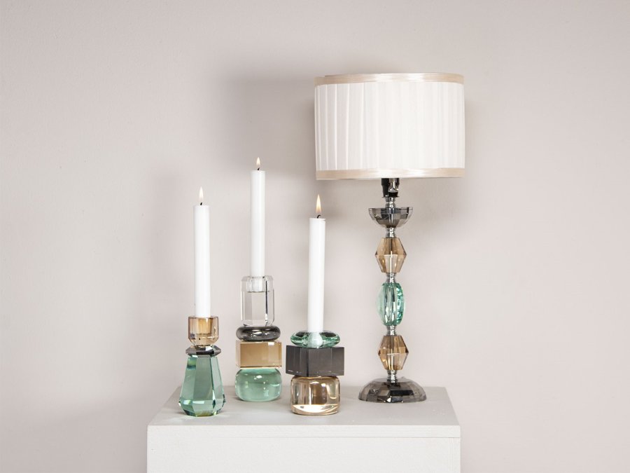 HOUSE OF SANDER Berberis lysestake - klar/rykfarget/champagne/myntekrystallglass (H:18)