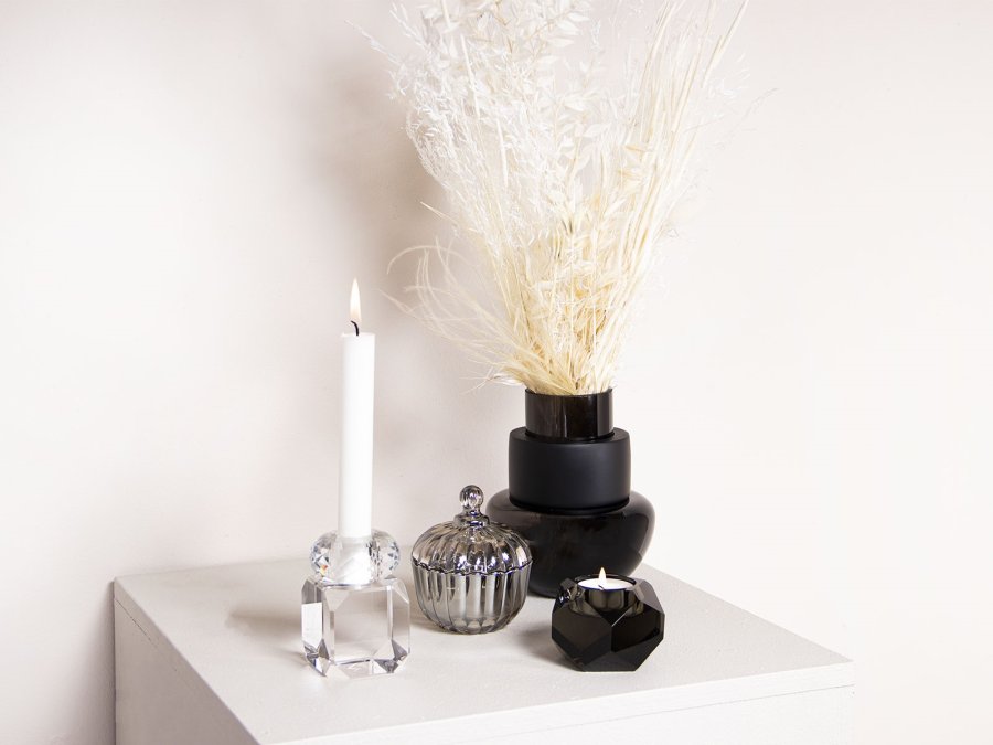 HOUSE OF SANDER Taks lysestake - rkt krystallglass (H:7)