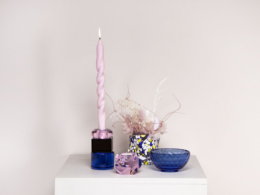 HOUSE OF SANDER Taks lysestake - rosa krystallglass (H:7)