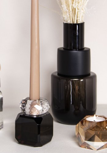 HOUSE OF SANDER Daisy lysestake - svart og klart glass