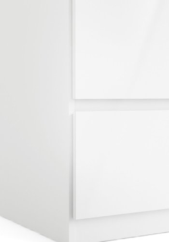 TVILUM Naia Kleiderschrank - weißes Hochglanzholz, mit 2 Türen und 1 Schublade