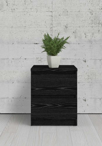 TVILUM Naia Nachttisch - Esche schwarz, mit 2 Schubladen 