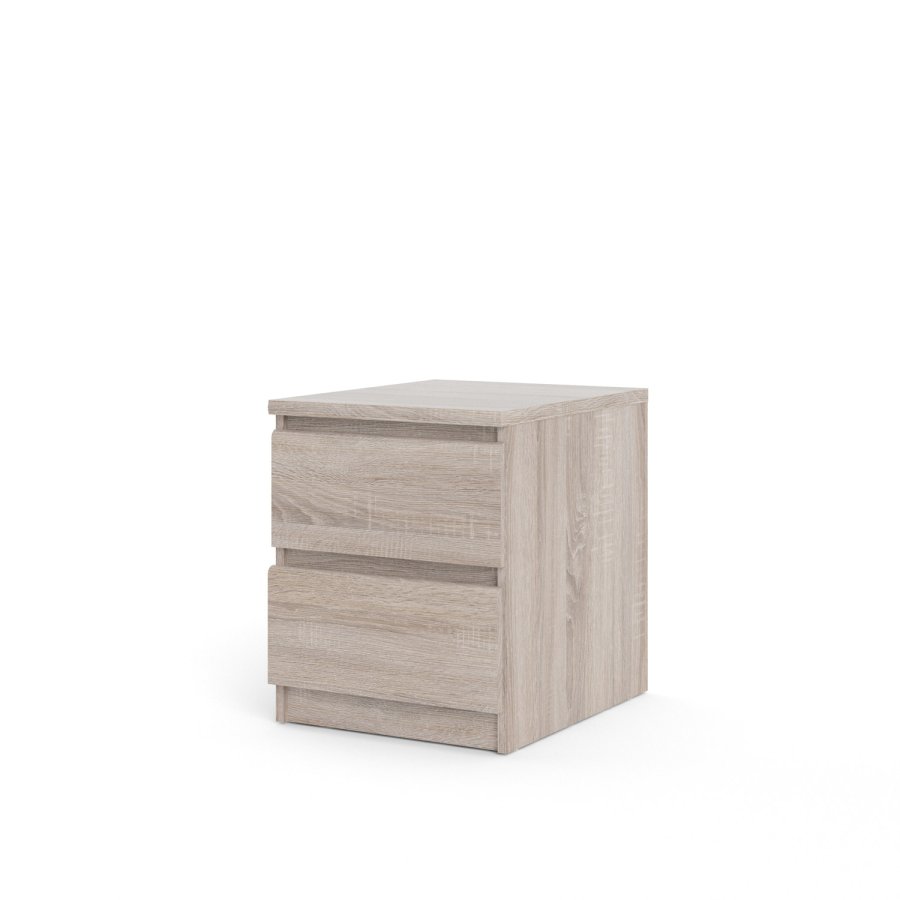 TVILUM Naia Nachttisch - Trüffel Naturholz, mit 2 Schubladen