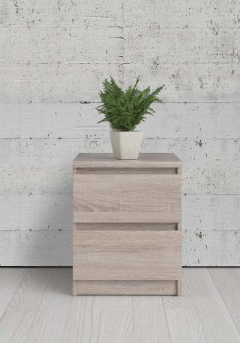 TVILUM Naia Nachttisch - Trüffel Naturholz, mit 2 Schubladen