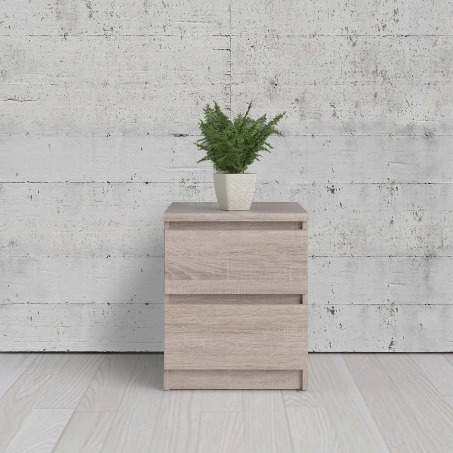 TVILUM Naia Nachttisch - Trüffel Naturholz, mit 2 Schubladen
