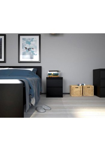 TVILUM Naia natbord, m. 2 skuffer - sort folie og plastik (40,4x50)