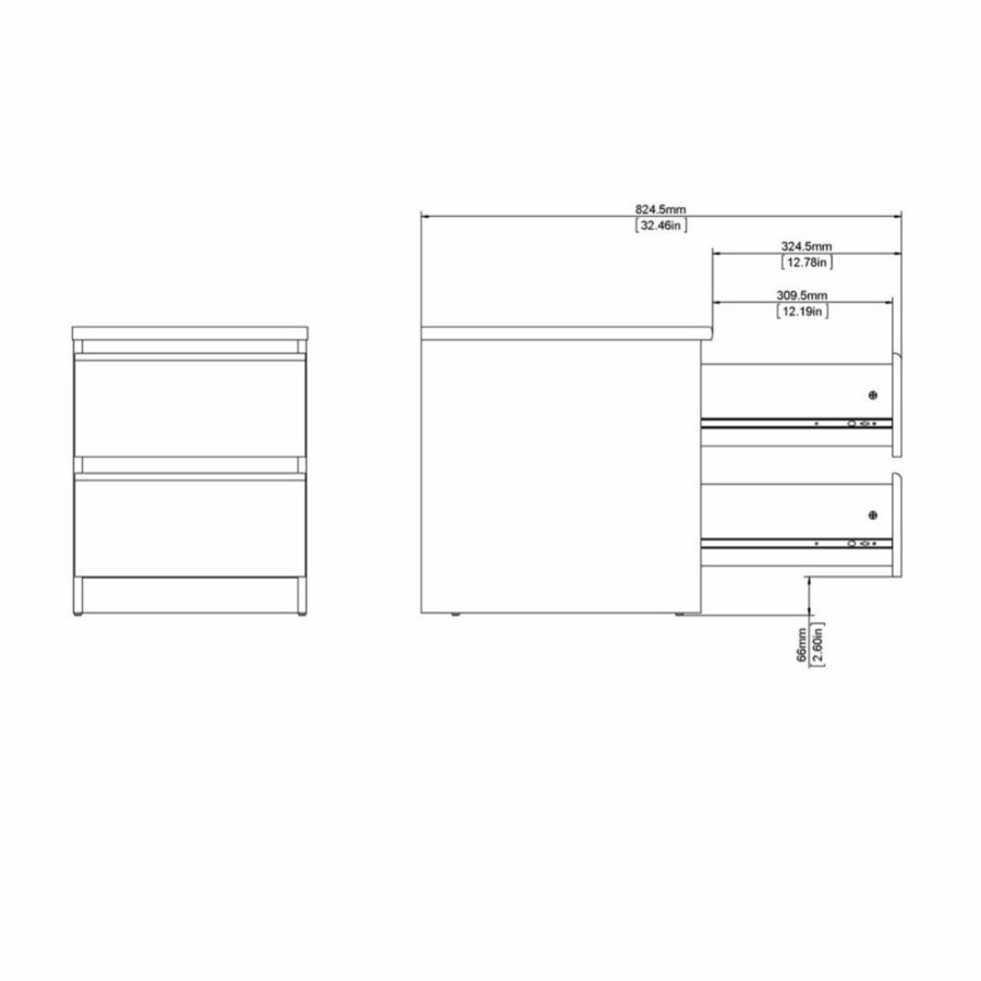 TVILUM Naia natbord, m. 2 skuffer - sort folie og plastik (40,4x50)