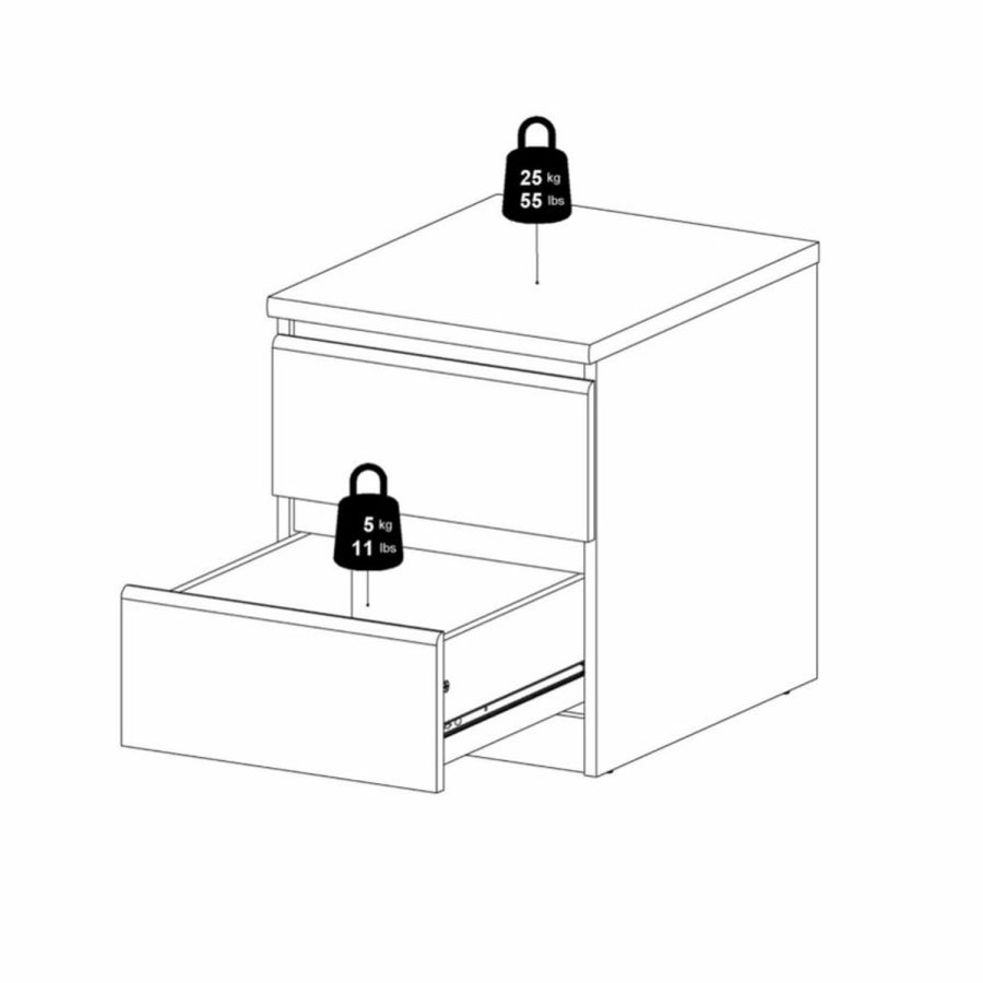 TVILUM Naia natbord, m. 2 skuffer - sort folie og plastik (40,4x50)