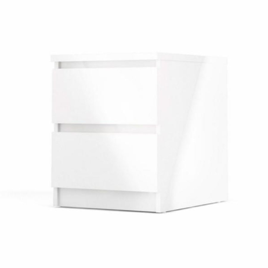 TVILUM Naia Nachttisch, mit 2 Schubladen - weiße Spanplatte und Kunststoff (40,4x50)