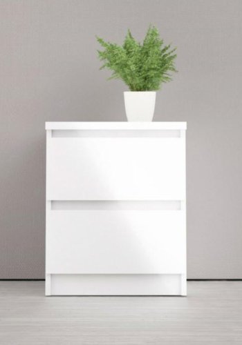 TVILUM Naia Nachttisch, mit 2 Schubladen - wei�e Spanplatte und Kunststoff (40,4x50)