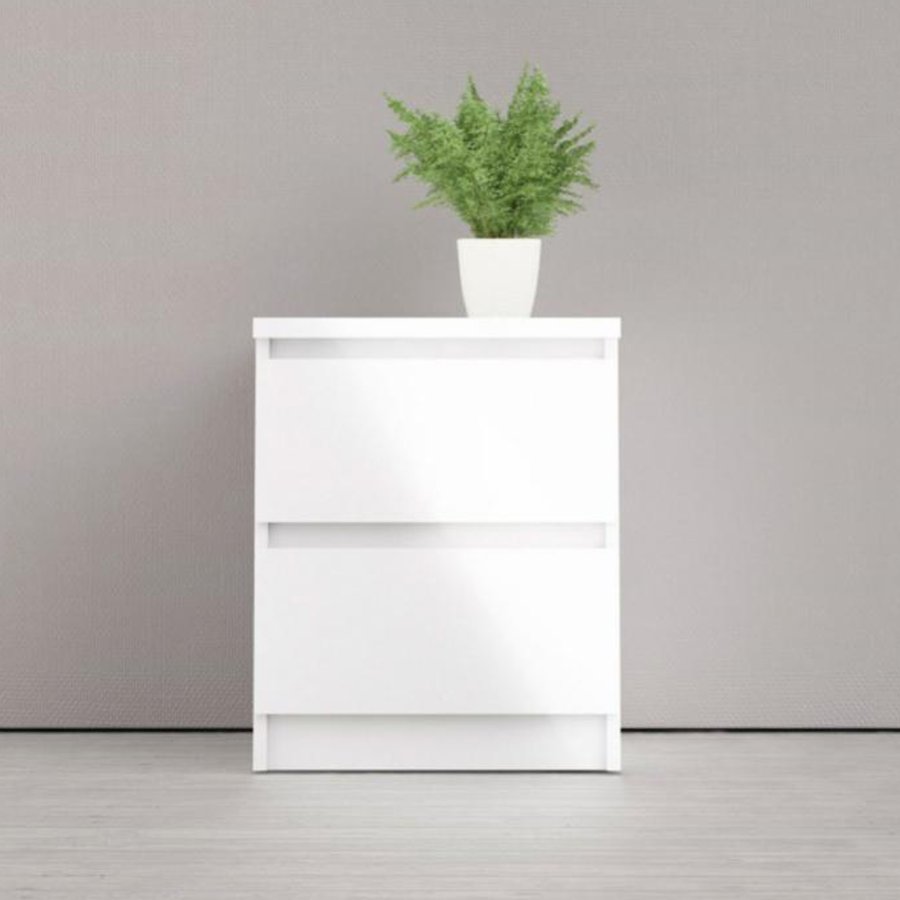 TVILUM Naia Nachttisch, mit 2 Schubladen - weiße Spanplatte und Kunststoff (40,4x50)