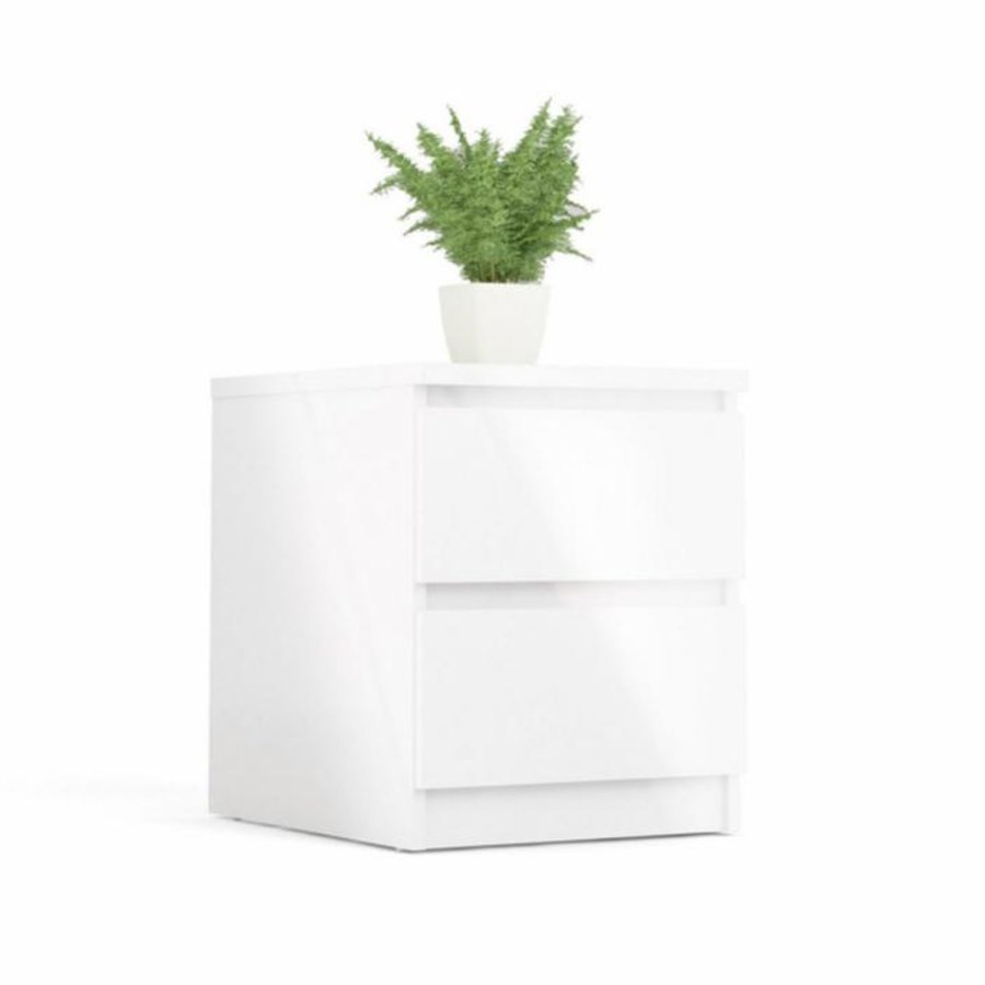 TVILUM Naia Nachttisch, mit 2 Schubladen - weiße Spanplatte und Kunststoff (40,4x50)