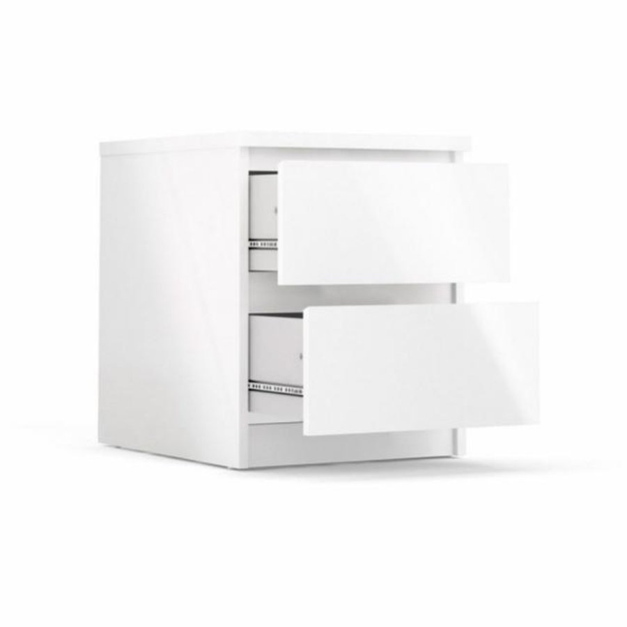 TVILUM Naia Nachttisch, mit 2 Schubladen - weiße Spanplatte und Kunststoff (40,4x50)