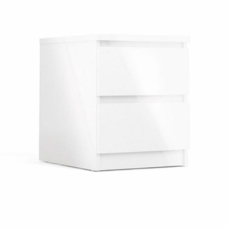 TVILUM Naia Nachttisch, mit 2 Schubladen - weiße Spanplatte und Kunststoff (40,4x50)