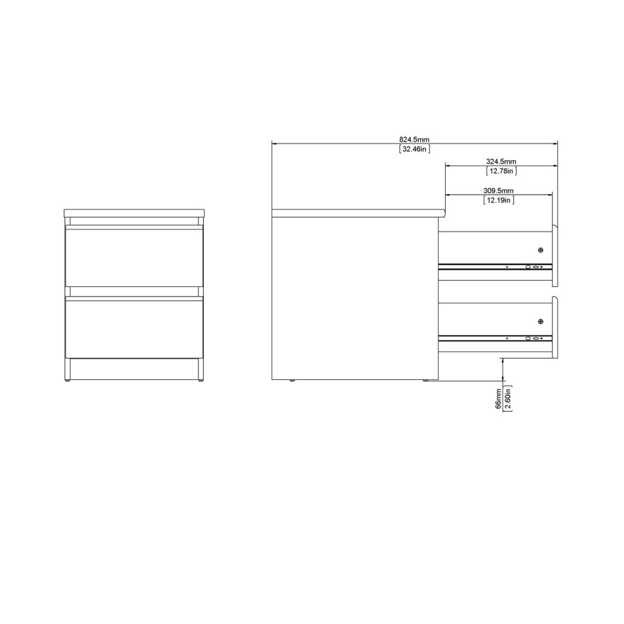 TVILUM Naia Nachttisch - Trüffel Naturholz, mit 2 Schubladen