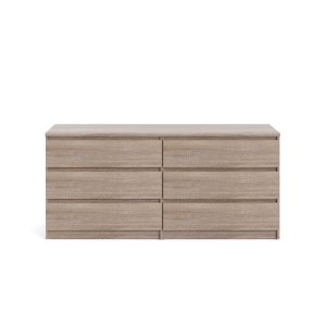 TVILUM Naia kommode - trffel natur tr, m. 6 skuffer