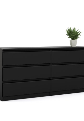 TVILUM Naia dobbelt kommode, m. 6 skuffer - sort folie og plastik