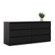 TVILUM Naia dobbelt kommode, m. 6 skuffer - sort folie og plastik