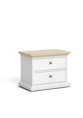 
TVILUM Paris sengebord - hvid træ, m. 2 skuffer
