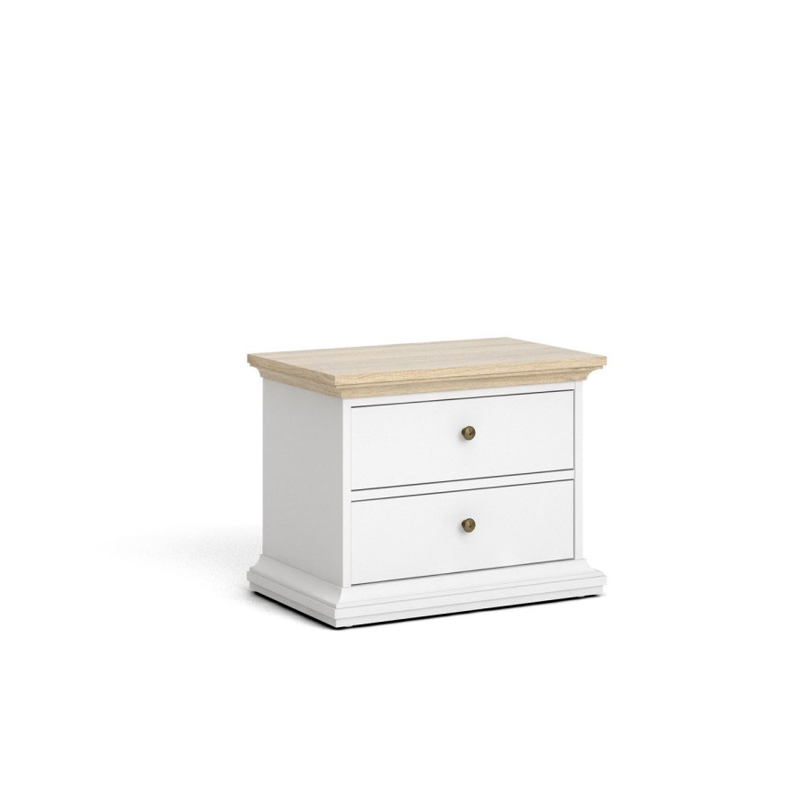 
TVILUM Paris sengebord - hvid træ, m. 2 skuffer
