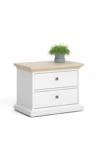 
TVILUM Paris sengebord - hvid træ, m. 2 skuffer
