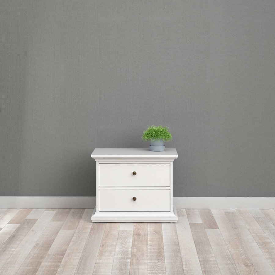 
TVILUM Paris sengebord - hvid træ, m. 2 skuffer
