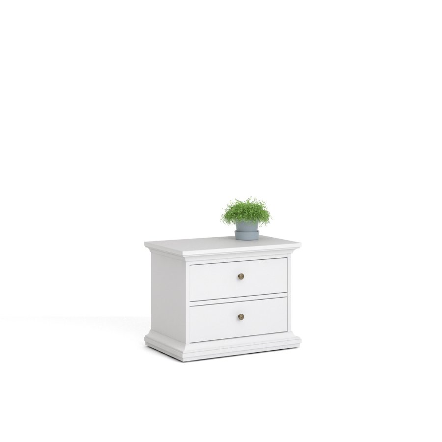 
TVILUM Paris sengebord - hvid træ, m. 2 skuffer
