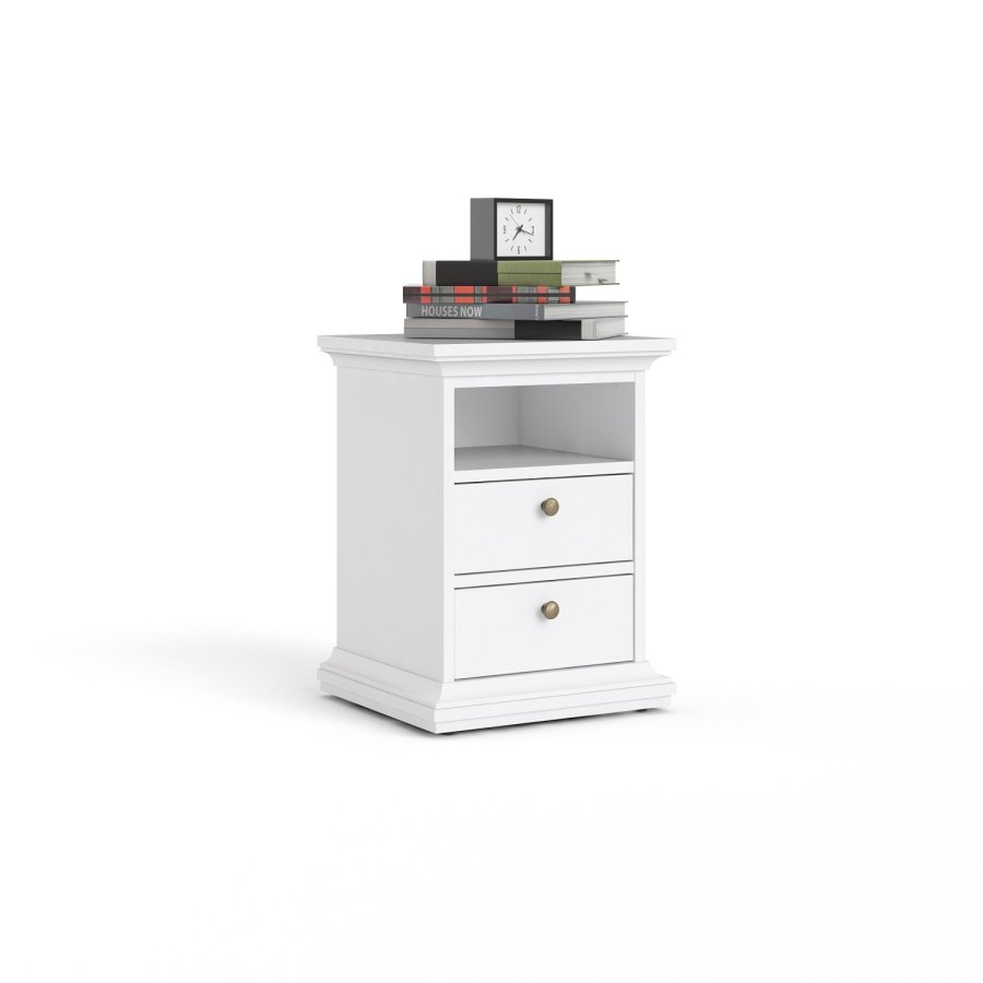 
TVILUM paris natbord - kvadratisk, hvid laminat, 2 skuffer
