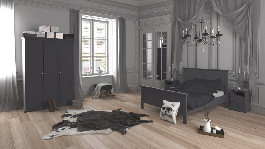 TVILUM Paris Bettgestell – Mattgrau (140x190)