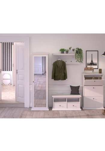 
TVILUM Paris skoskab - hvidt træ, med 3 skuffer
