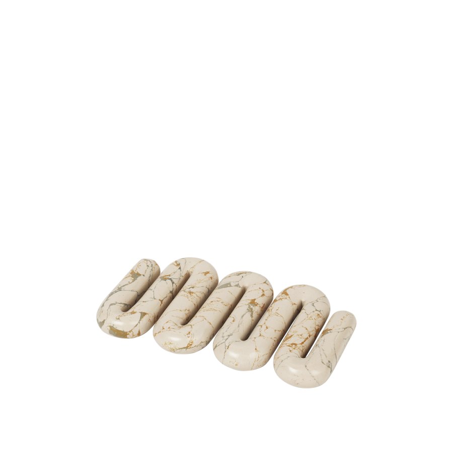 BROSTE COPENHAGEN Orla Untersetzer – weißer und gelbbrauner olivgelber Marmorverbund