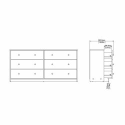 May dobbelt kommode, m. 6 skuffer - hvid folie og plastik