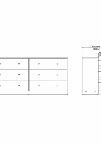 TVILUM May dobbelt kommode, m. 6 skuffer - hvid folie og plastik