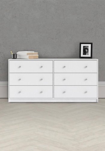 TVILUM May Doppelkommode mit 6 Schubladen - wei�e Folie und Kunststoff