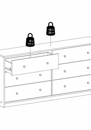 TVILUM May dobbelt kommode, m. 6 skuffer - hvid folie og plastik