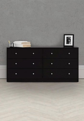 TVILUM May dobbelt kommode, m. 6 skuffer - sort folie og plastik