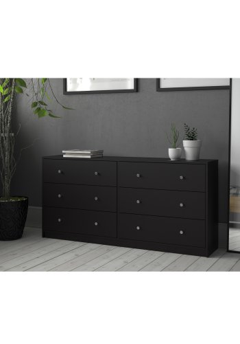 TVILUM May dobbelt kommode, m. 6 skuffer - sort folie og plastik