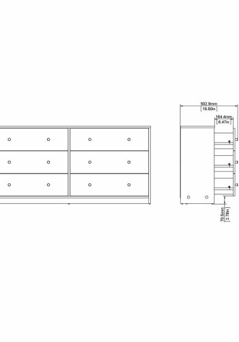 TVILUM May Doppelkommode mit 6 Schubladen - schwarze Folie und Kunststoff
