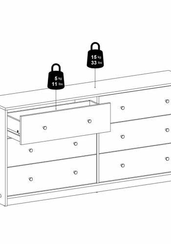 TVILUM May Doppelkommode mit 6 Schubladen - Naturfolie und Kunststoff