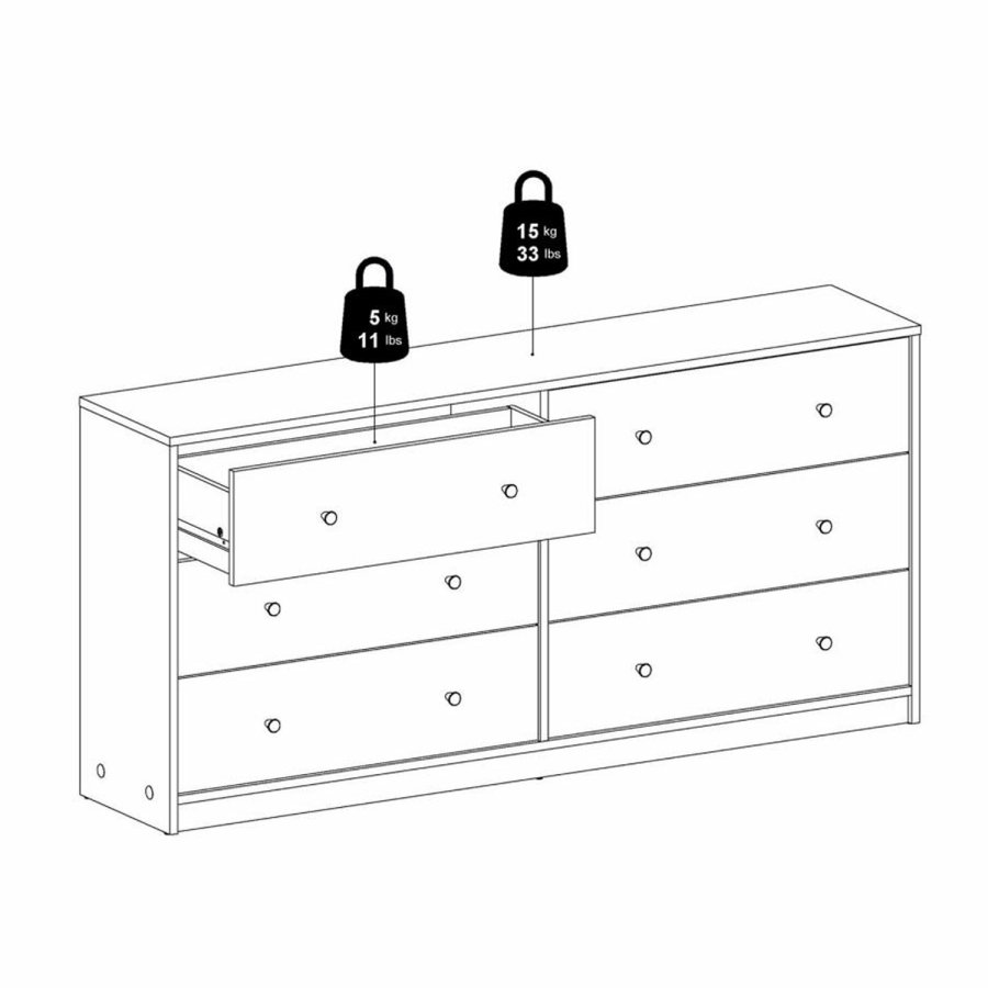 TVILUM May Doppelkommode mit 6 Schubladen - Naturfolie und Kunststoff