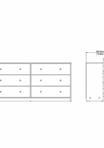 TVILUM May Doppelkommode mit 6 Schubladen - Naturfolie und Kunststoff
