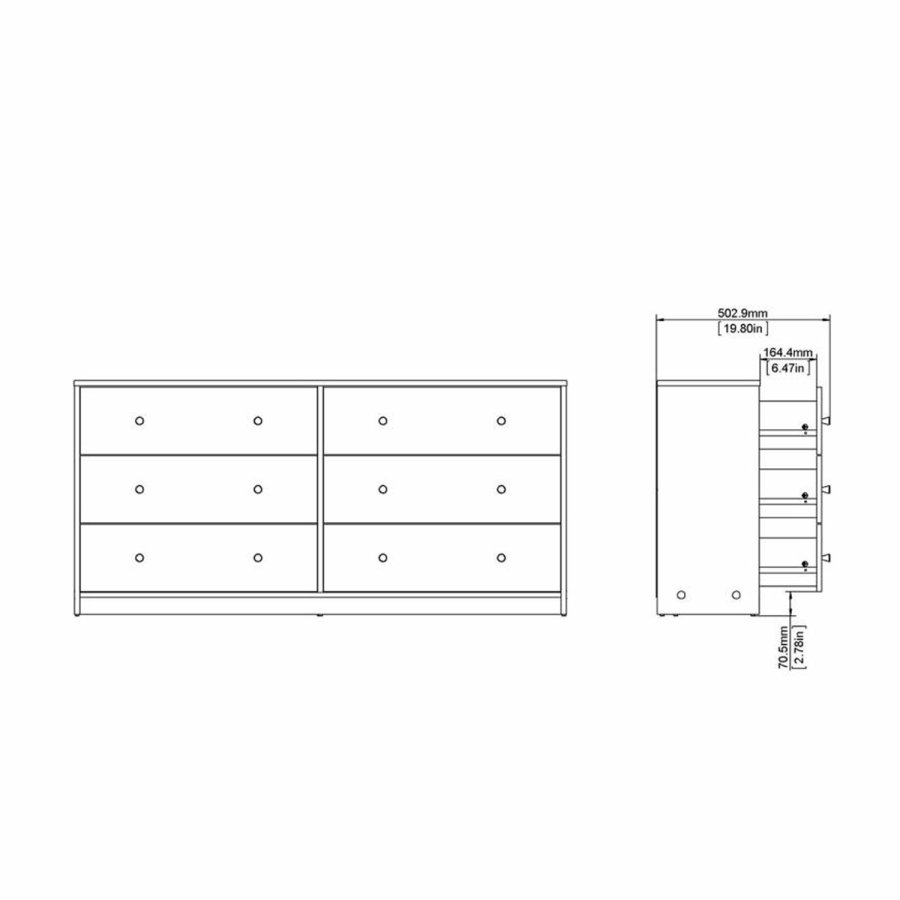 TVILUM May Doppelkommode mit 6 Schubladen - Naturfolie und Kunststoff