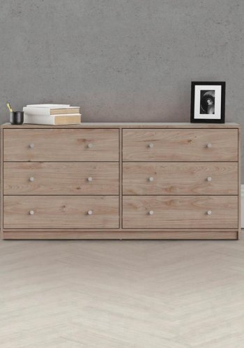 TVILUM May dobbelt kommode, m. 6 skuffer - natur folie og plastik