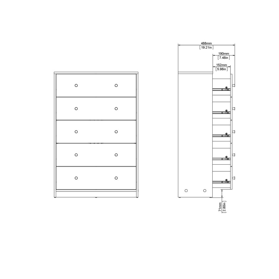 TVILUM May Kommode - weiß, mit 5 Schubladen