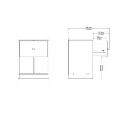 May Natbord - hvidt tr, m. 1 skuffe og 1 rum