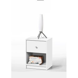 May Natbord - hvidt tr, m. 1 skuffe og 1 rum