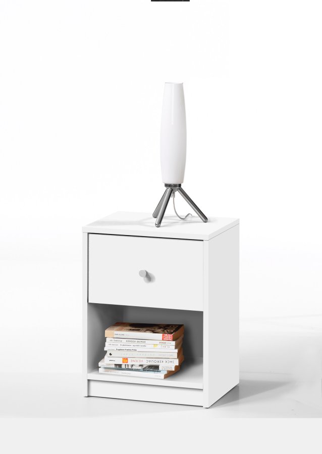 
TVILUM May natbord - hvidt træ, m. 1 skuffe og 1 rum
